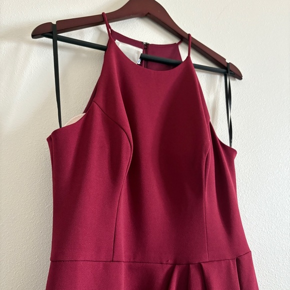 BHLDN Marceau High-Low Crepe Tulip Dress in Bordeaux Red Burgandy Size 12 - Picture 7 of 16
